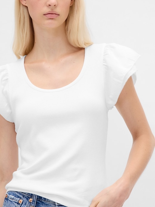 Image number 4 showing, Modern Ruffle Puff-Sleeve Crop T-Shirt