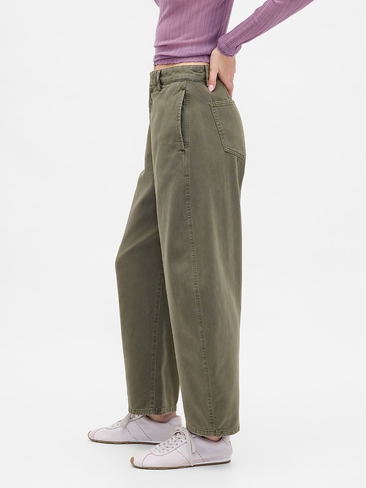 Image number 3 showing, Mid Rise Twill Barrel Pants