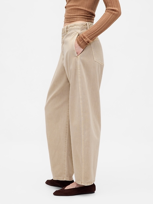 Image number 3 showing, Mid Rise Twill Barrel Pants