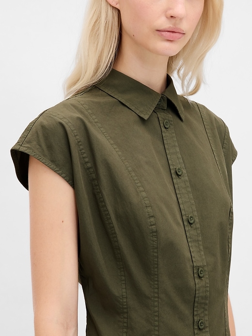 Image number 4 showing, Poplin Seamed Shirtdress