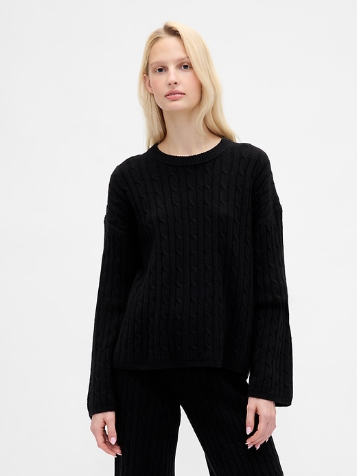 Image number 1 showing, CashSoft Oversized Cable-Knit Sweater
