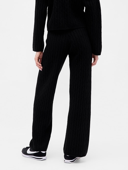 Image number 4 showing, CashSoft Cable-Knit Sweater Pants