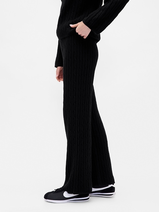 Image number 3 showing, CashSoft Cable-Knit Sweater Pants