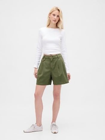 6" Mid Rise Twill Pleated Trouser Shorts
