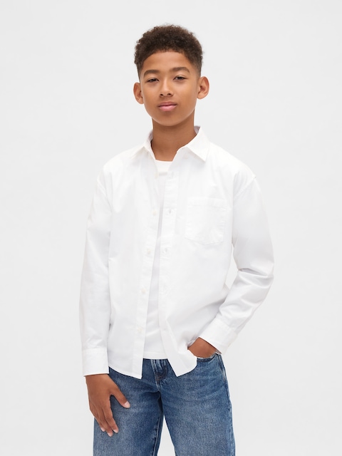 Kids Poplin Uniform Relaxed Shirt
