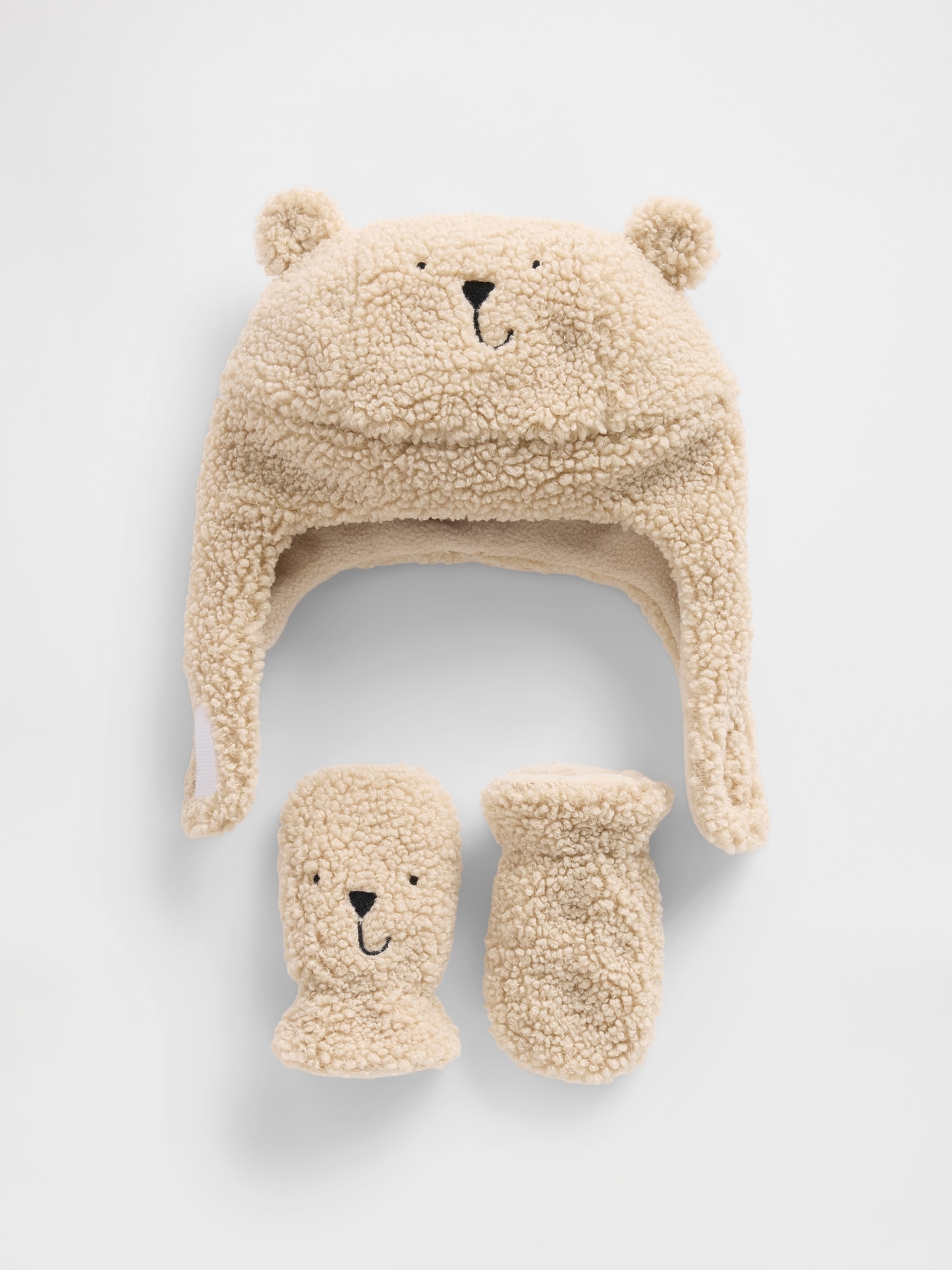 Gap Baby Sherpa Brannan Bear Hat & Mittens Set In Brown