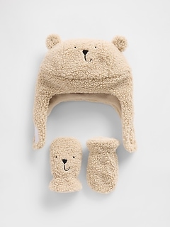Baby Sherpa Brannan Bear Hat & Mittens Set