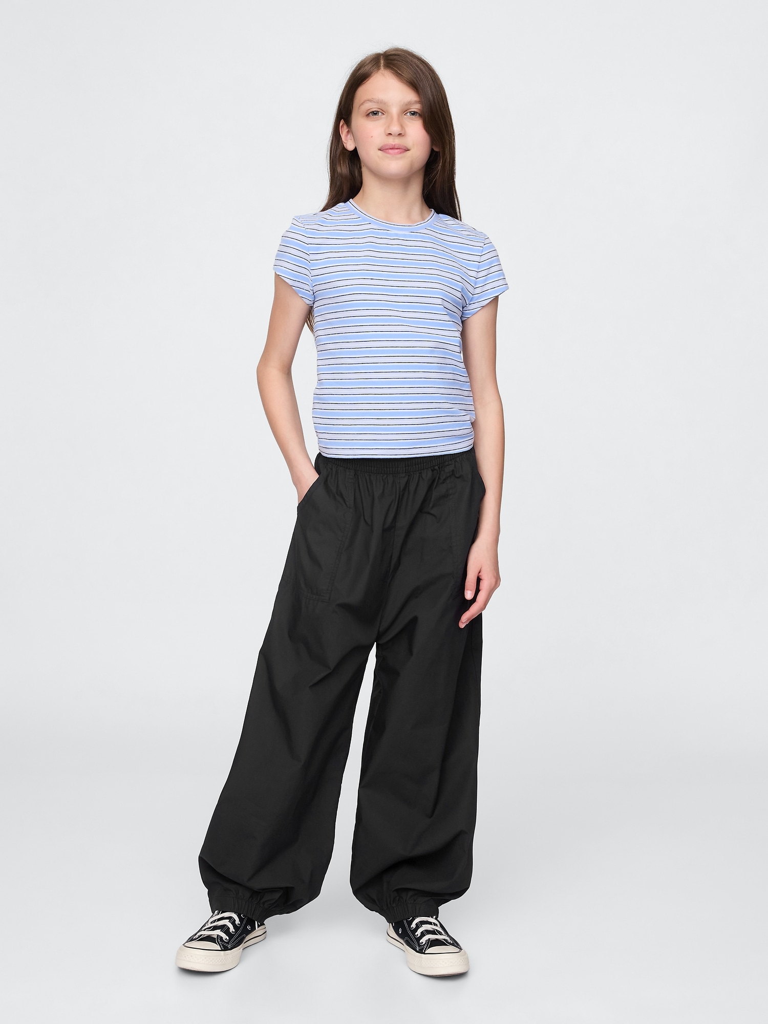 Kids Poplin Baggy Joggers - Black