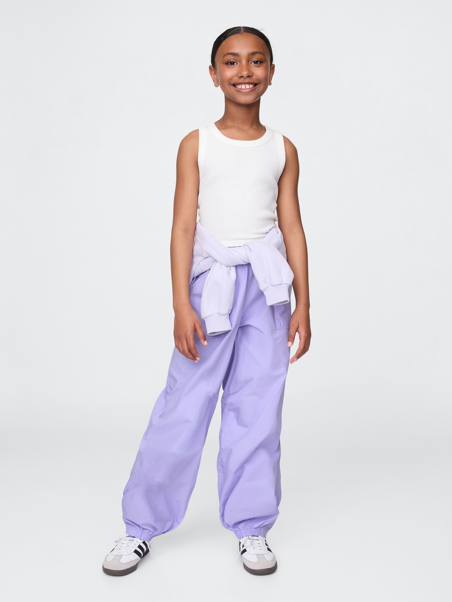 Kids Poplin Baggy Joggers - Purple