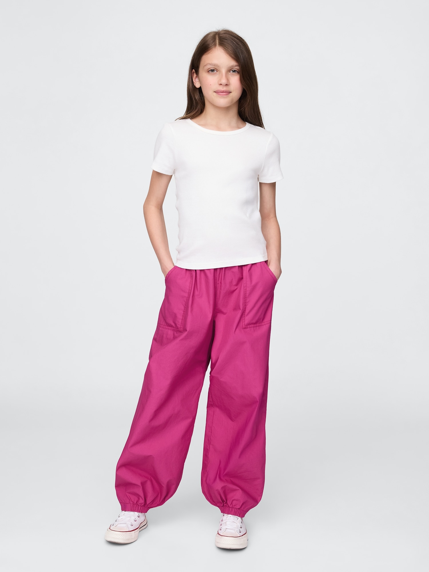 Kids Poplin Baggy Joggers - Pink