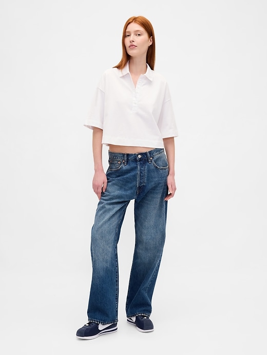 Image number 2 showing, Organic Cotton VintageSoft Heavyweight Crop Polo Shirt