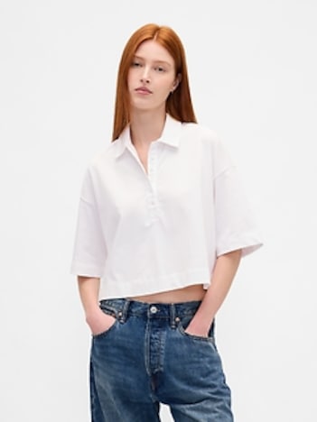 Organic Cotton VintageSoft Heavyweight Crop Polo Shirt