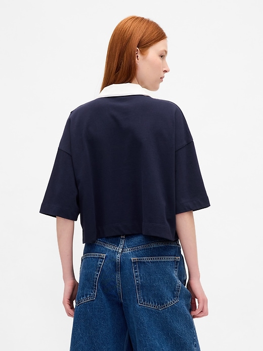 Image number 3 showing, Organic Cotton VintageSoft Heavyweight Crop Polo Shirt