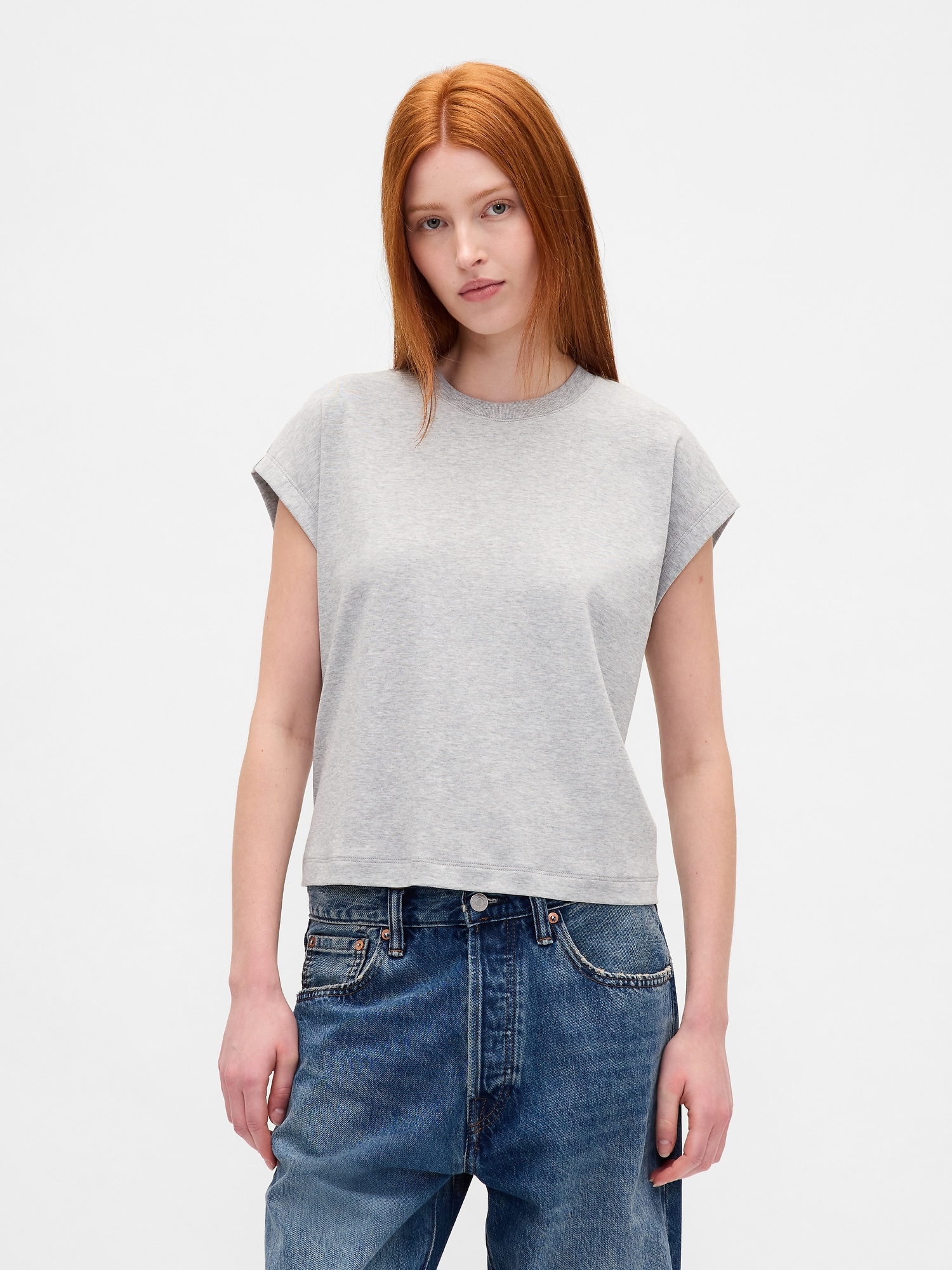 Gap Relaxed Crop T-shirt In Gray