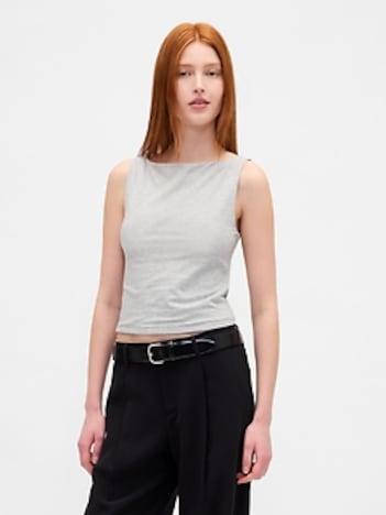 CloseKnit Jersey Boatneck Crop Tank Top