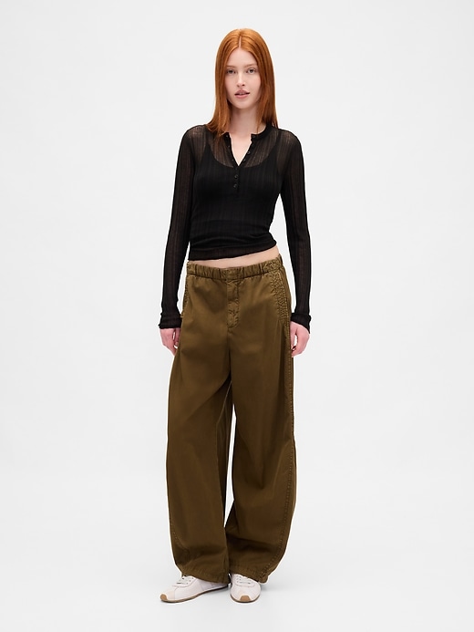 Image number 2 showing, Sheer Rib Henley Sweater