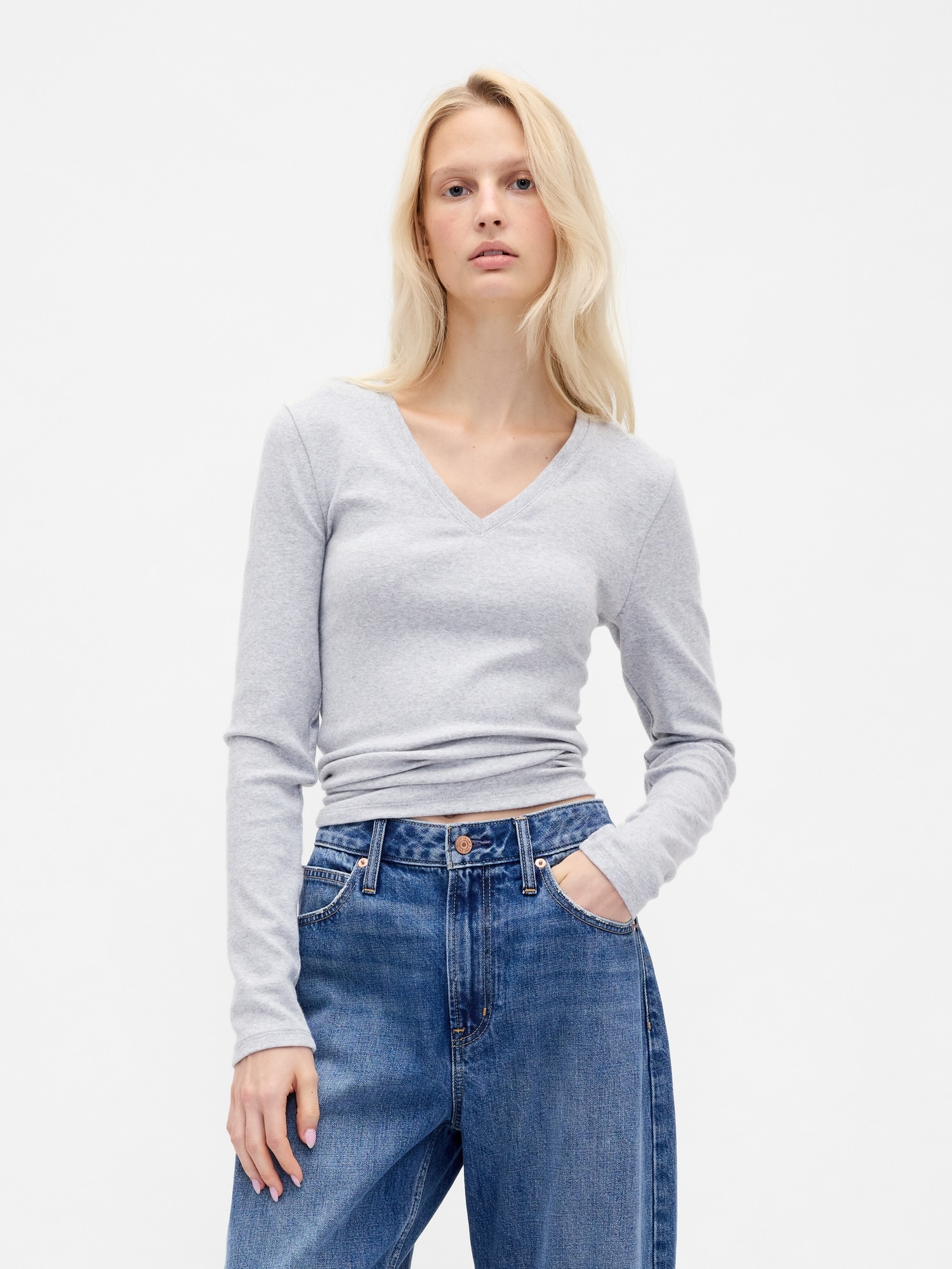 Modern V-Neck T-Shirt - Gray