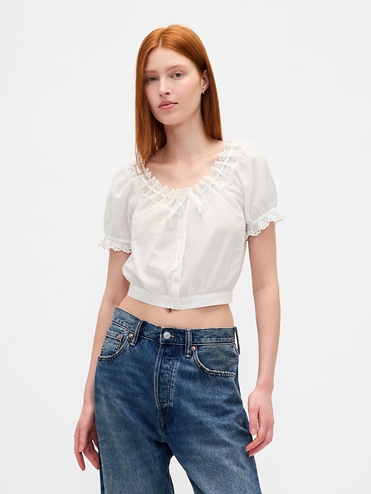 Image number 1 showing, Eyelet Crop Top