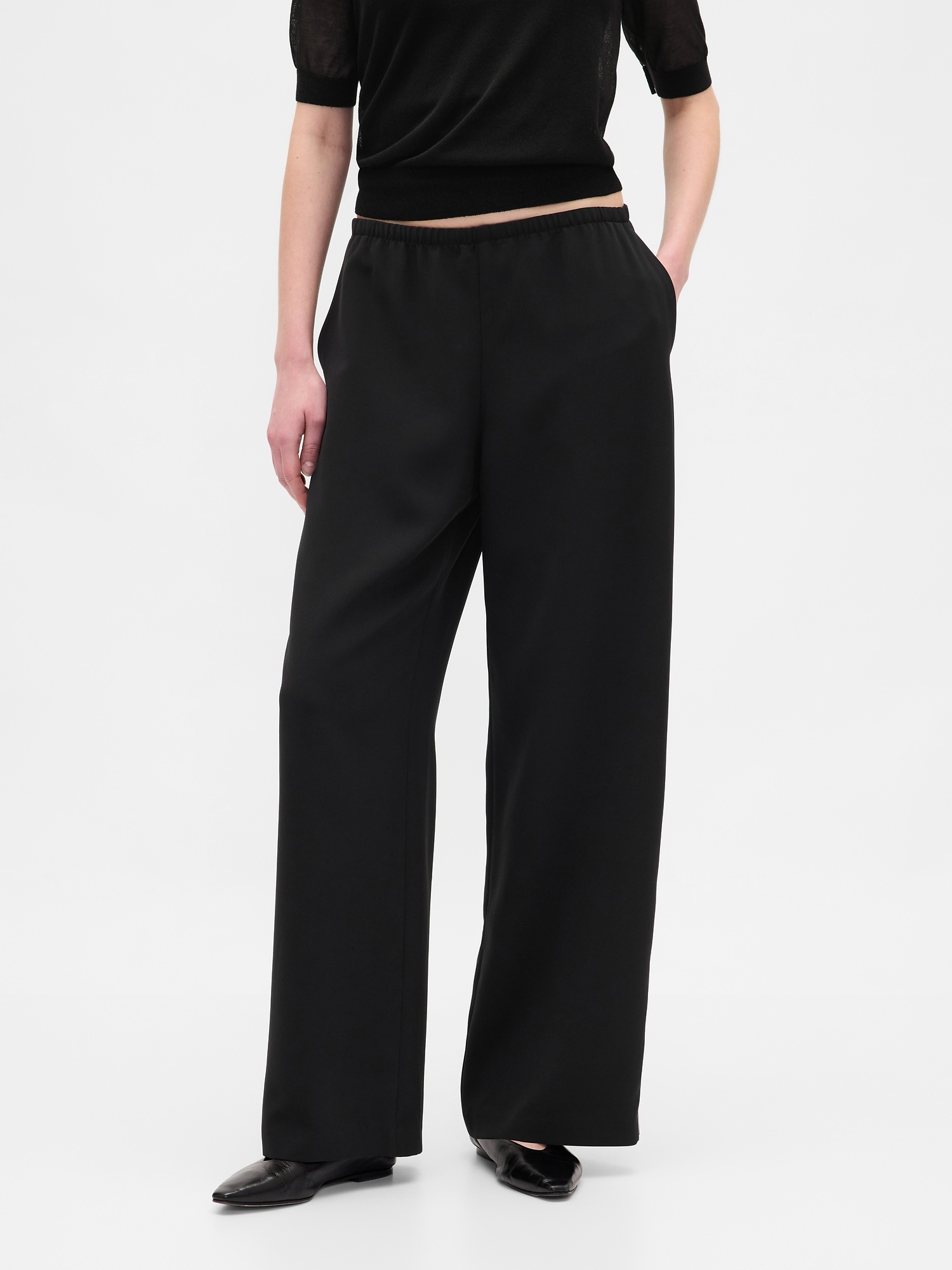 Женские брюки Gap Easy Wide-Leg, цвет: Чёрный — фото 2