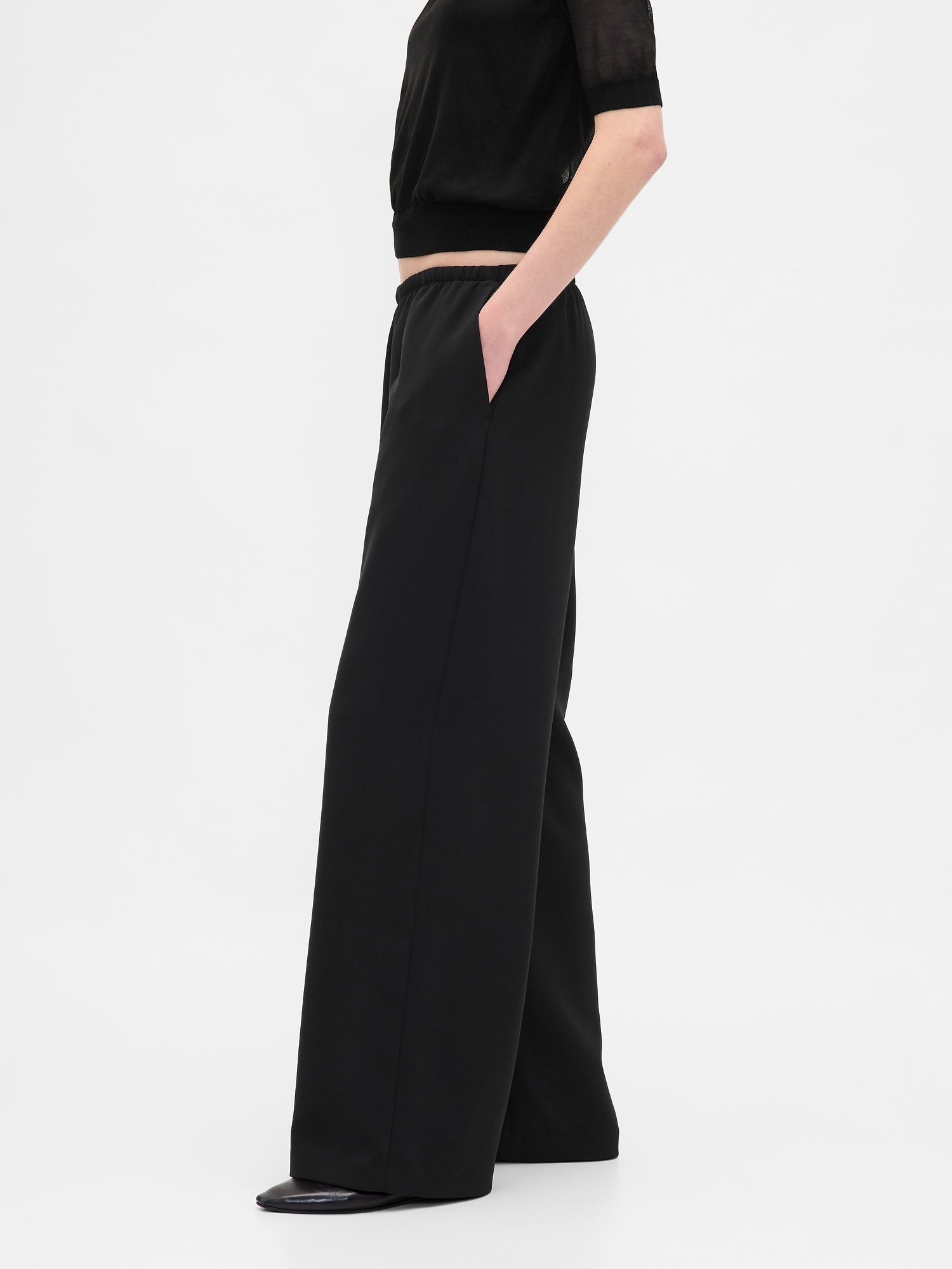 Женские брюки Gap Easy Wide-Leg, цвет: Чёрный — фото 3