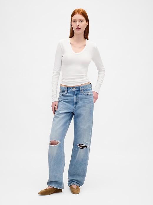 2 of 8 showing, with the color New off white of product Sheer Modern Rib T-Shirt