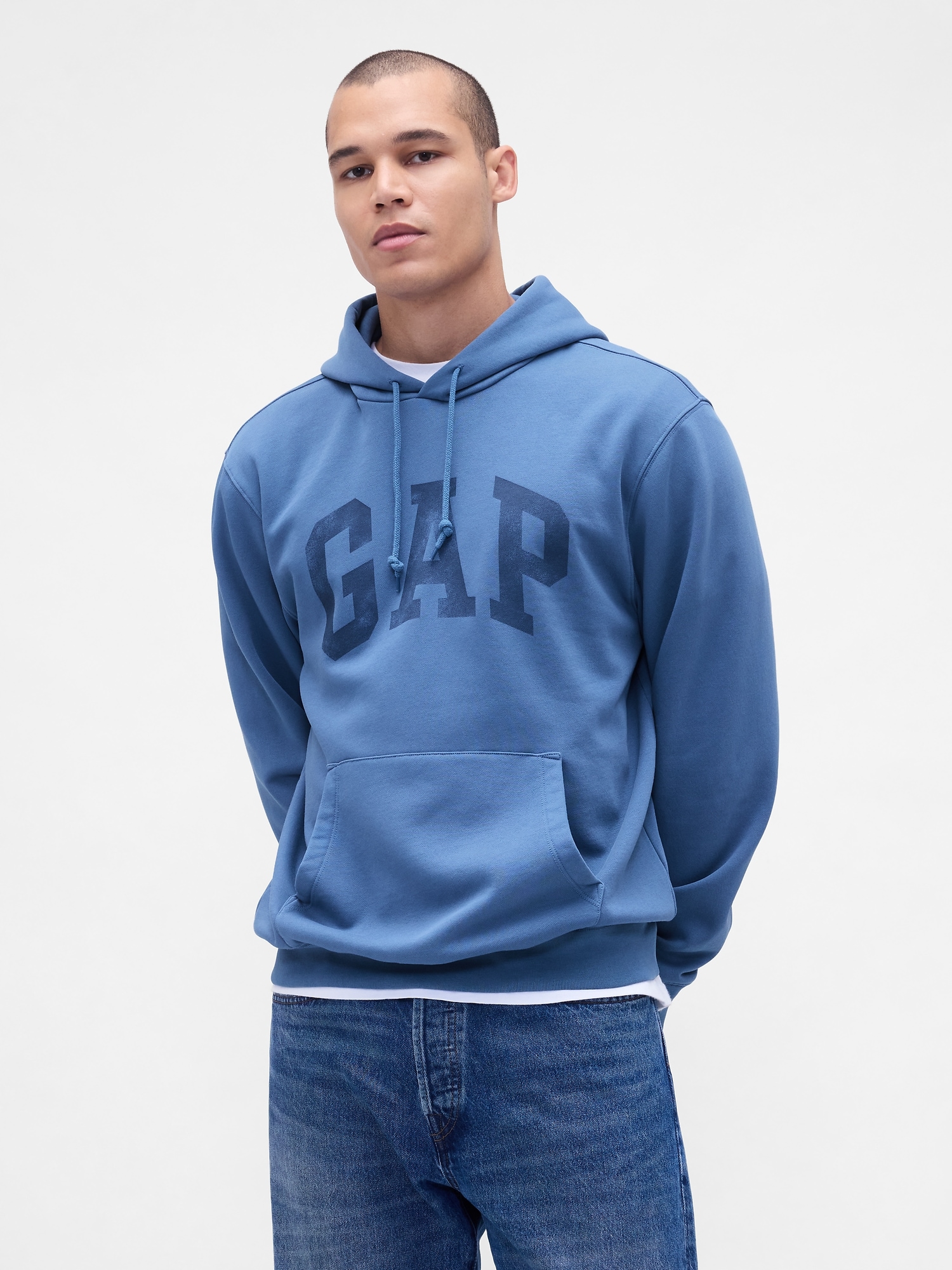 VintageSoft Arch Logo Hoodie - Blue