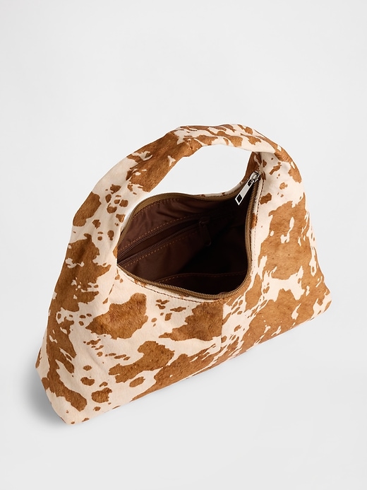 Image number 3 showing, Cow Print Calf Hair Mini Slouchy Bag