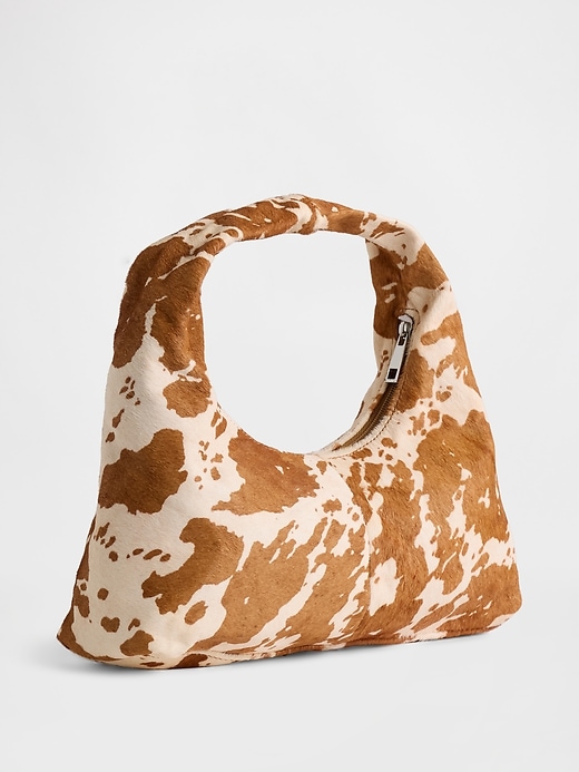 Image number 2 showing, Cow Print Calf Hair Mini Slouchy Bag