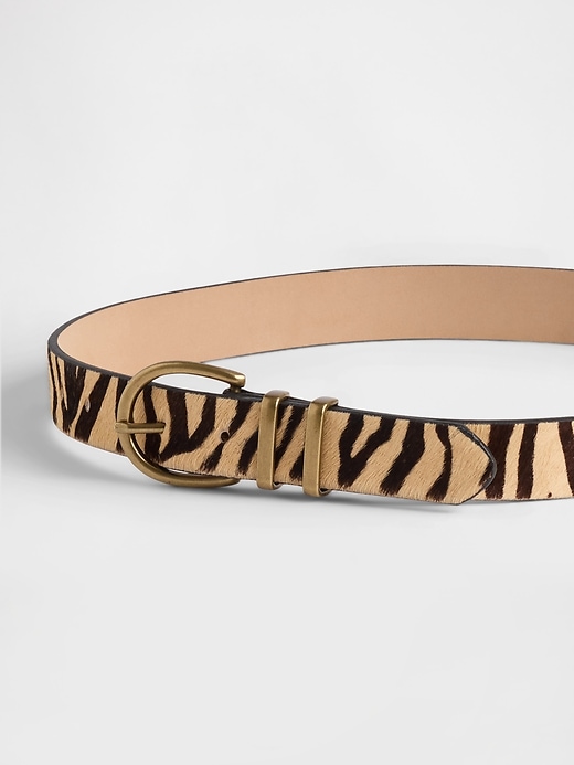 Image number 2 showing, Tiger Print Calf Hair Belt