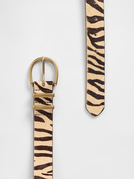 Image number 3 showing, Tiger Print Calf Hair Belt