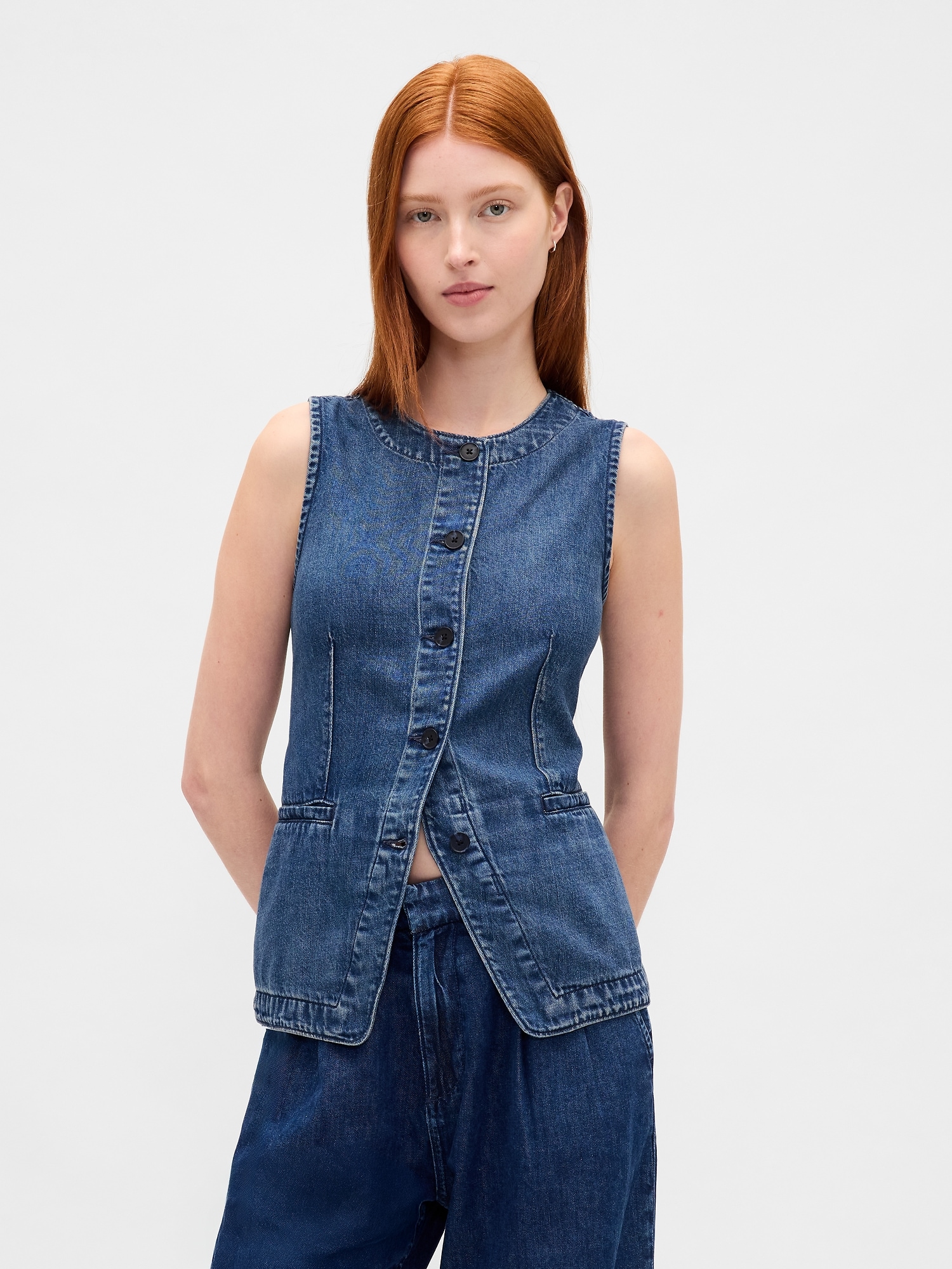 UltraSoft Denim Longline Vest