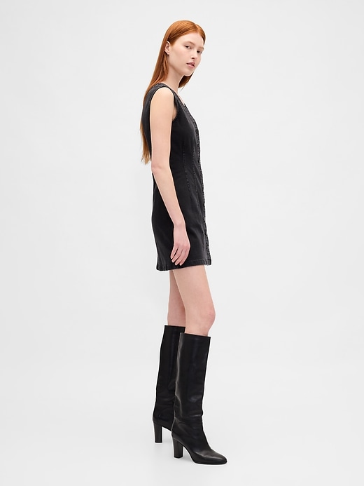 Image number 3 showing, Denim V-Neck Mini Dress
