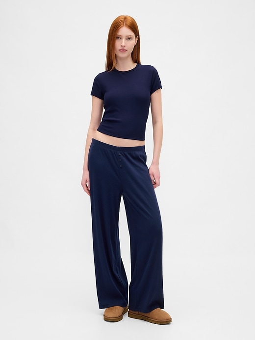 Image number 4 showing, Mini Rib Wide-Leg PJ Pants