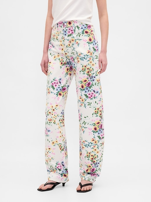 Image number 2 showing, High Rise Floral Barrel Jeans