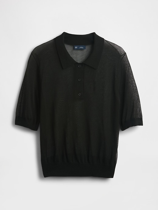 Image number 5 showing, Sheer Crop Polo Sweater