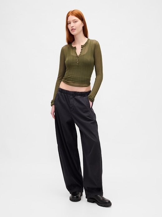 Image number 2 showing, Sheer Rib Henley Sweater