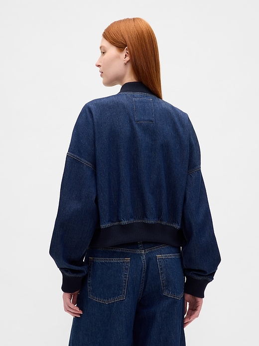 Image number 3 showing, UltraSoft Denim Crop Bomber Jacket