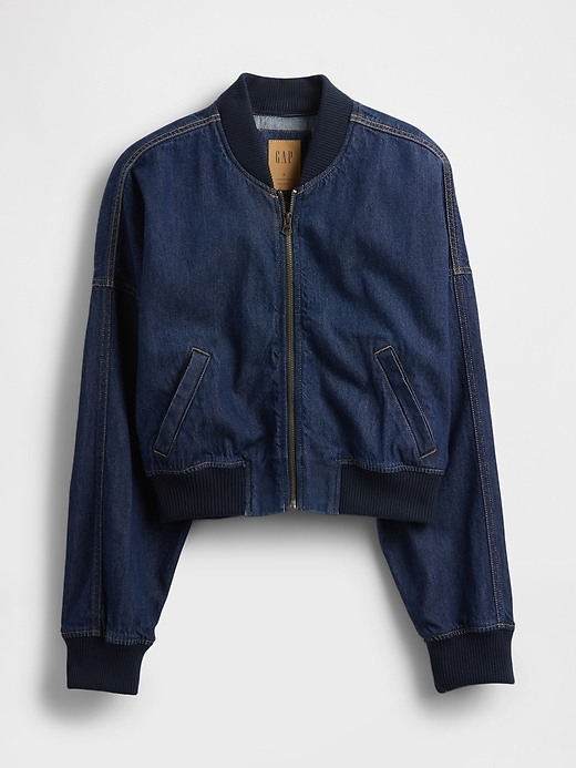 Image number 6 showing, UltraSoft Denim Crop Bomber Jacket
