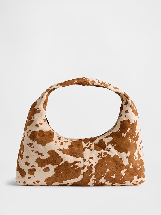 Image number 1 showing, Cow Print Calf Hair Mini Slouchy Bag