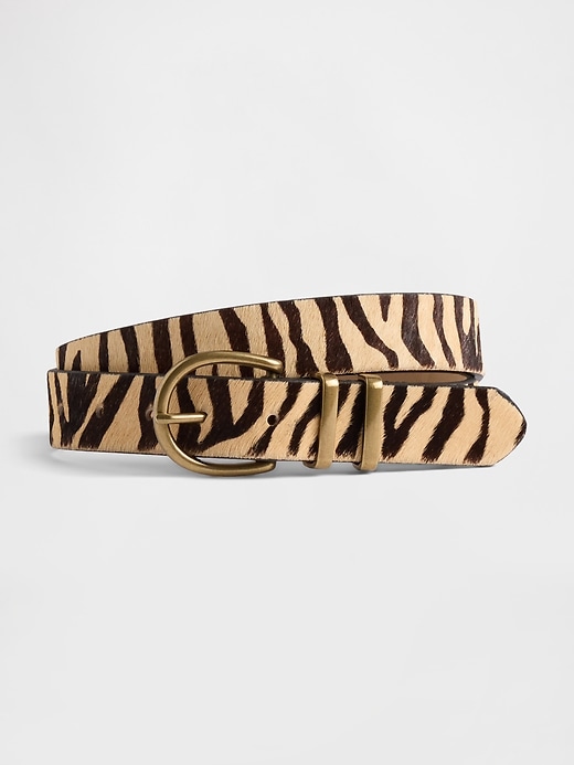 Image number 1 showing, Tiger Print Calf Hair Belt