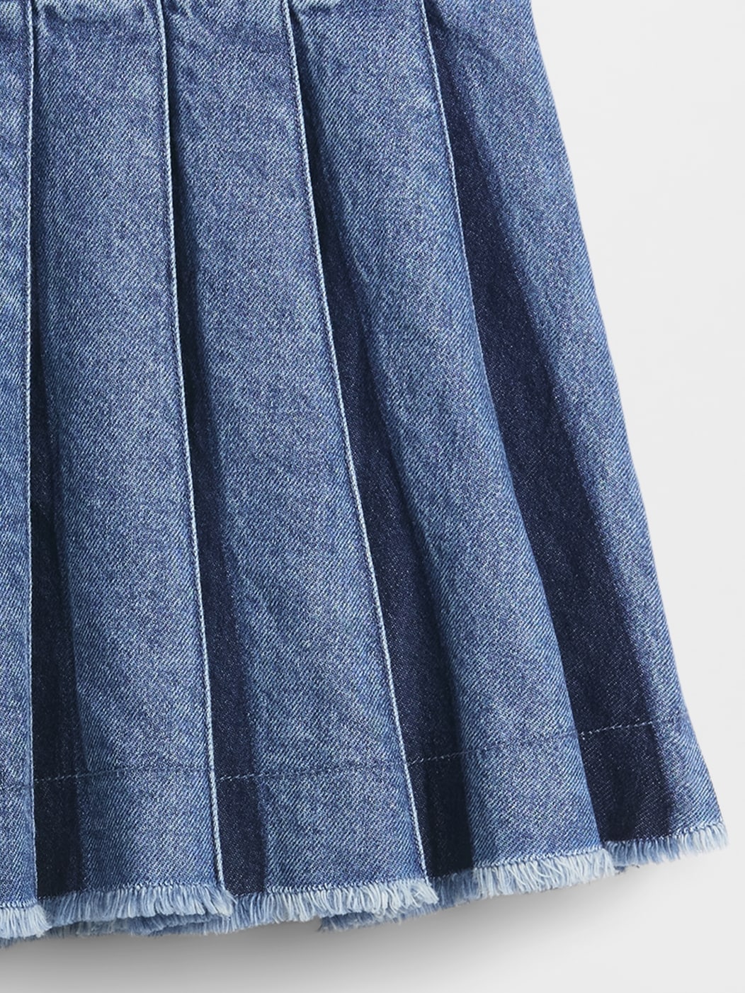 Pleated Denim Mini Skirt