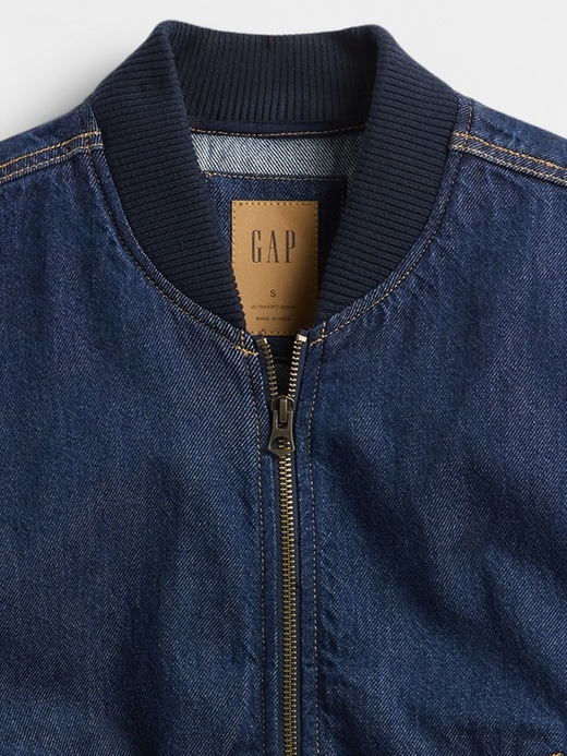 Image number 5 showing, UltraSoft Denim Crop Bomber Jacket