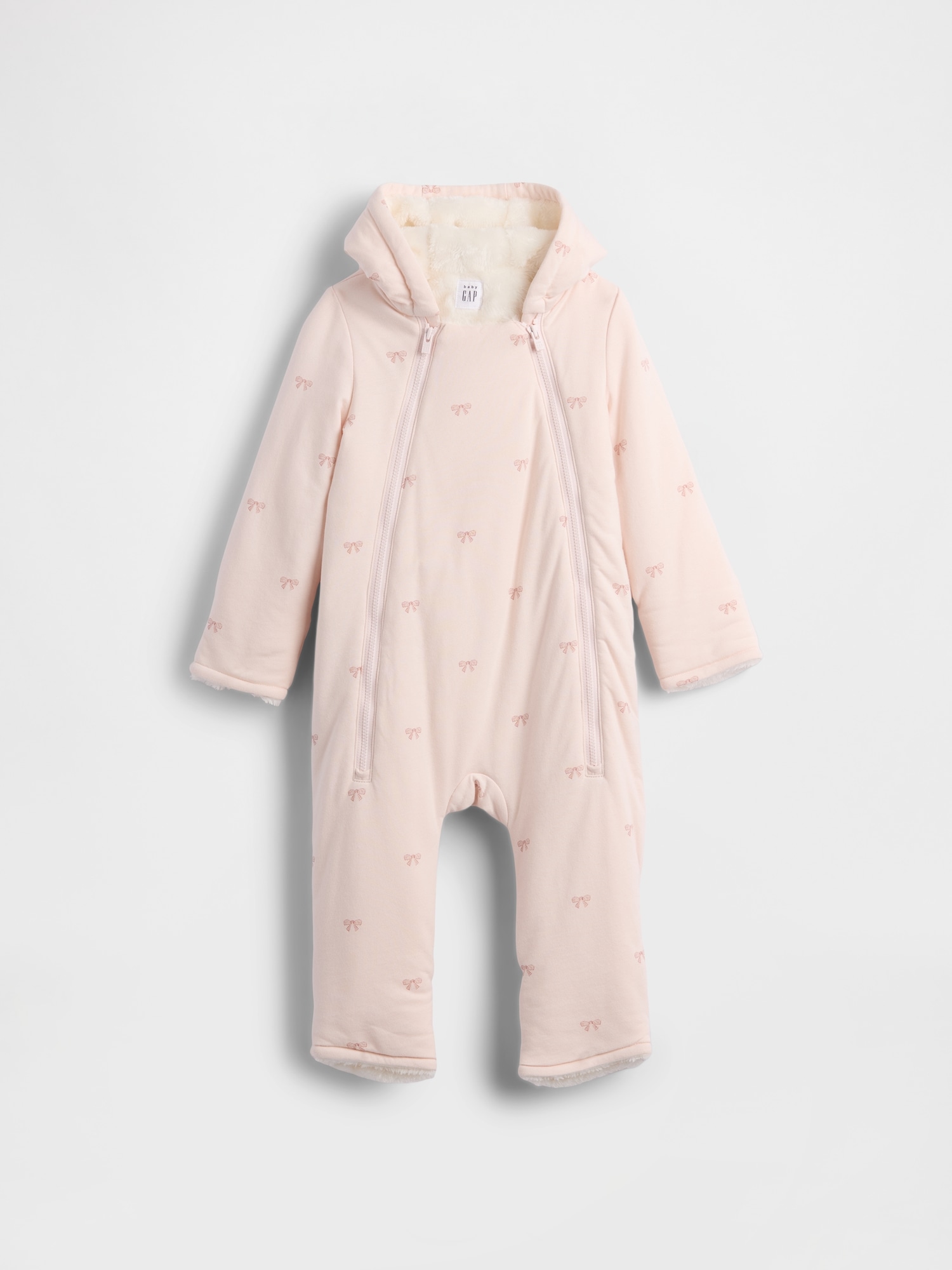 Baby Sherpa-Lined Hooded One-Piece - Barely Pink
