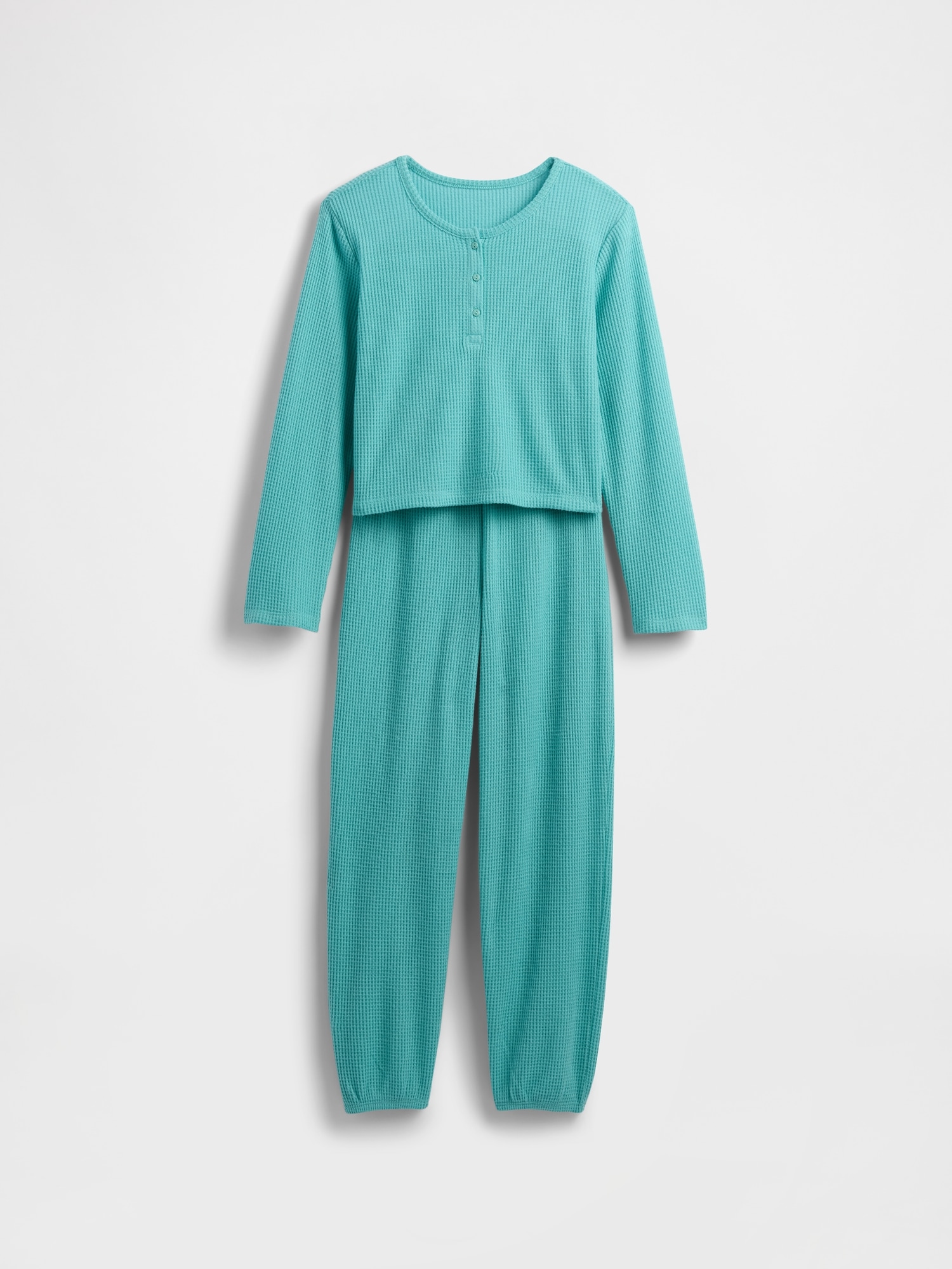 Kids Recycled Waffle PJ Set - Frostbitten Blue
