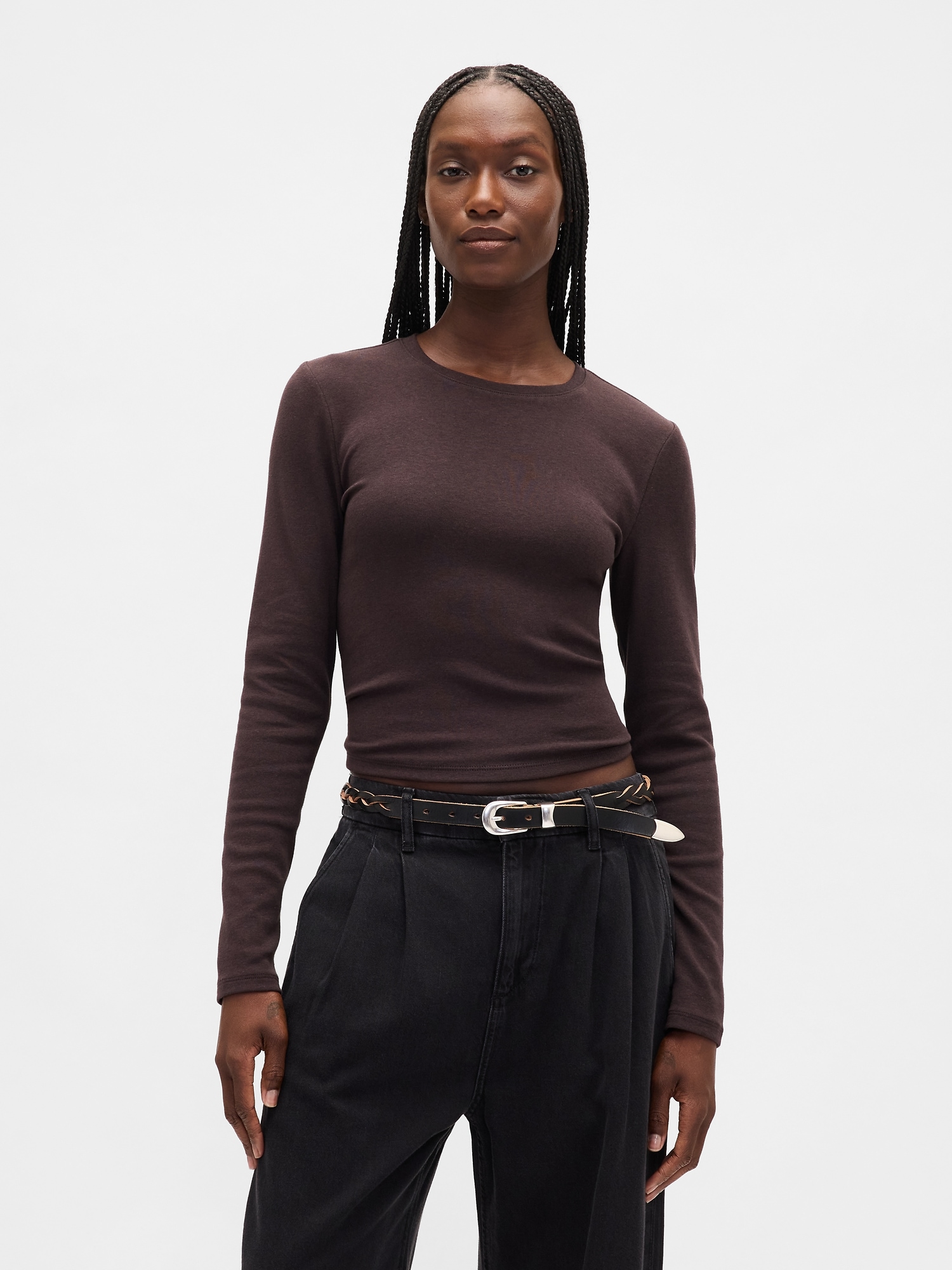 Modern Crop T-Shirt - Brown