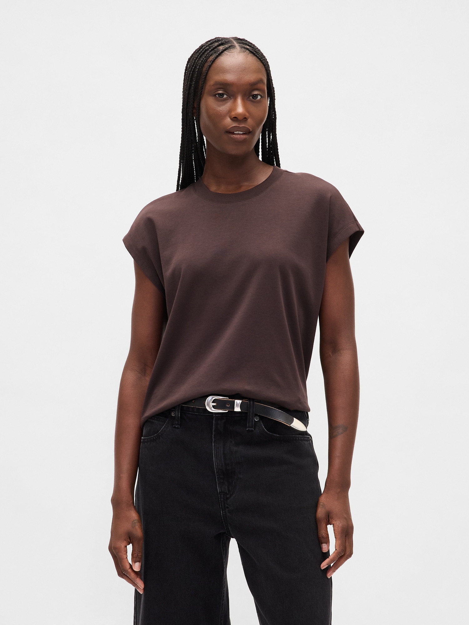 Gap Relaxed Crop T-shirt In Brown