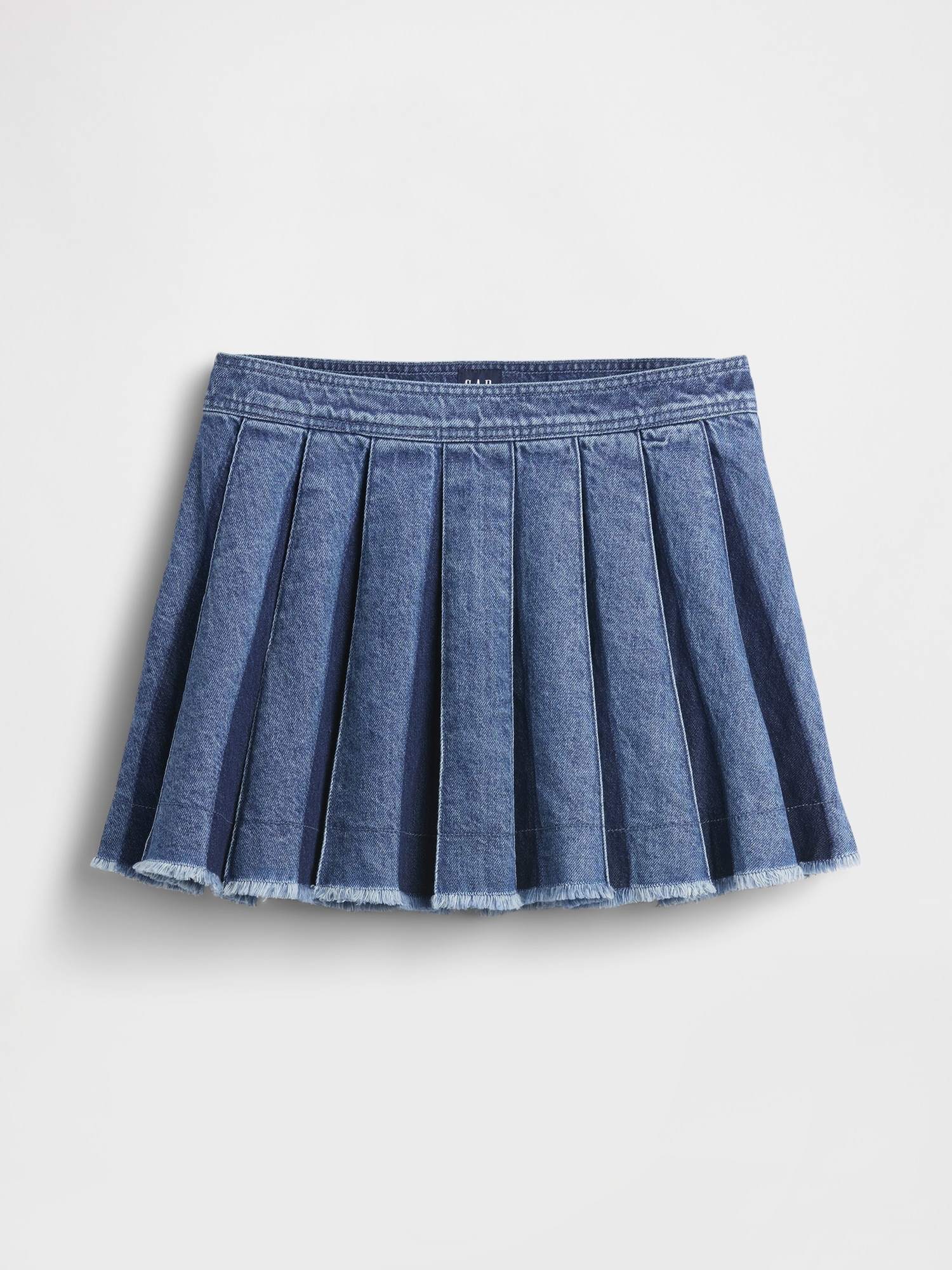 Pleated Denim Mini Skirt