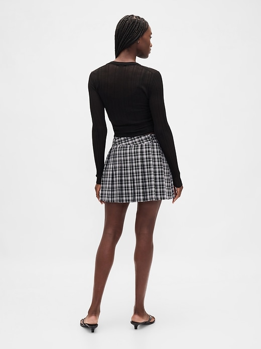 2 of 8 showing, with the color Grey plaid of product Pleated Mini Skort