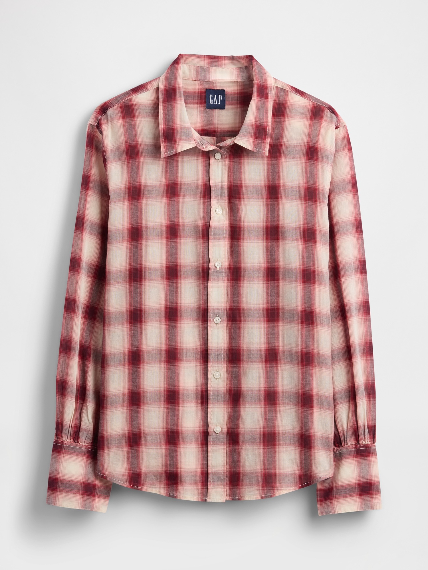 Женская рубашка Gap Voile Plaid, цвет: Красный клетчатый — фото 5