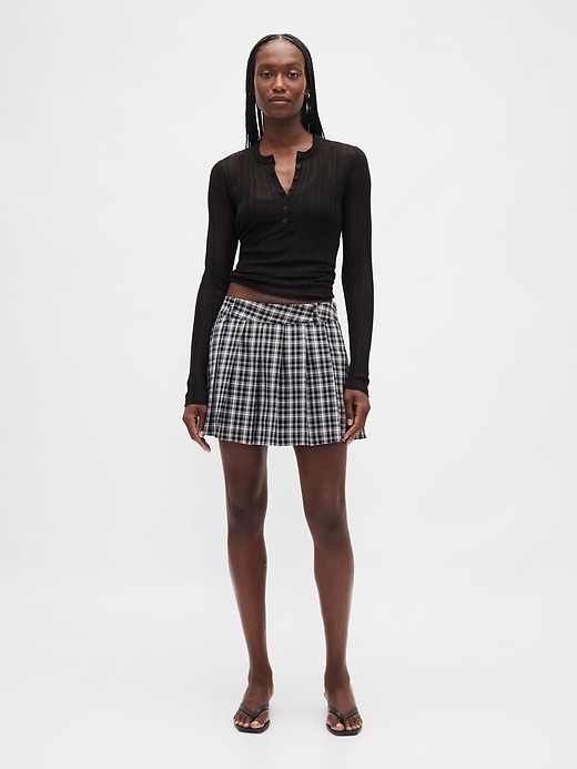 1 of 8 showing, with the color Grey plaid of product Pleated Mini Skort